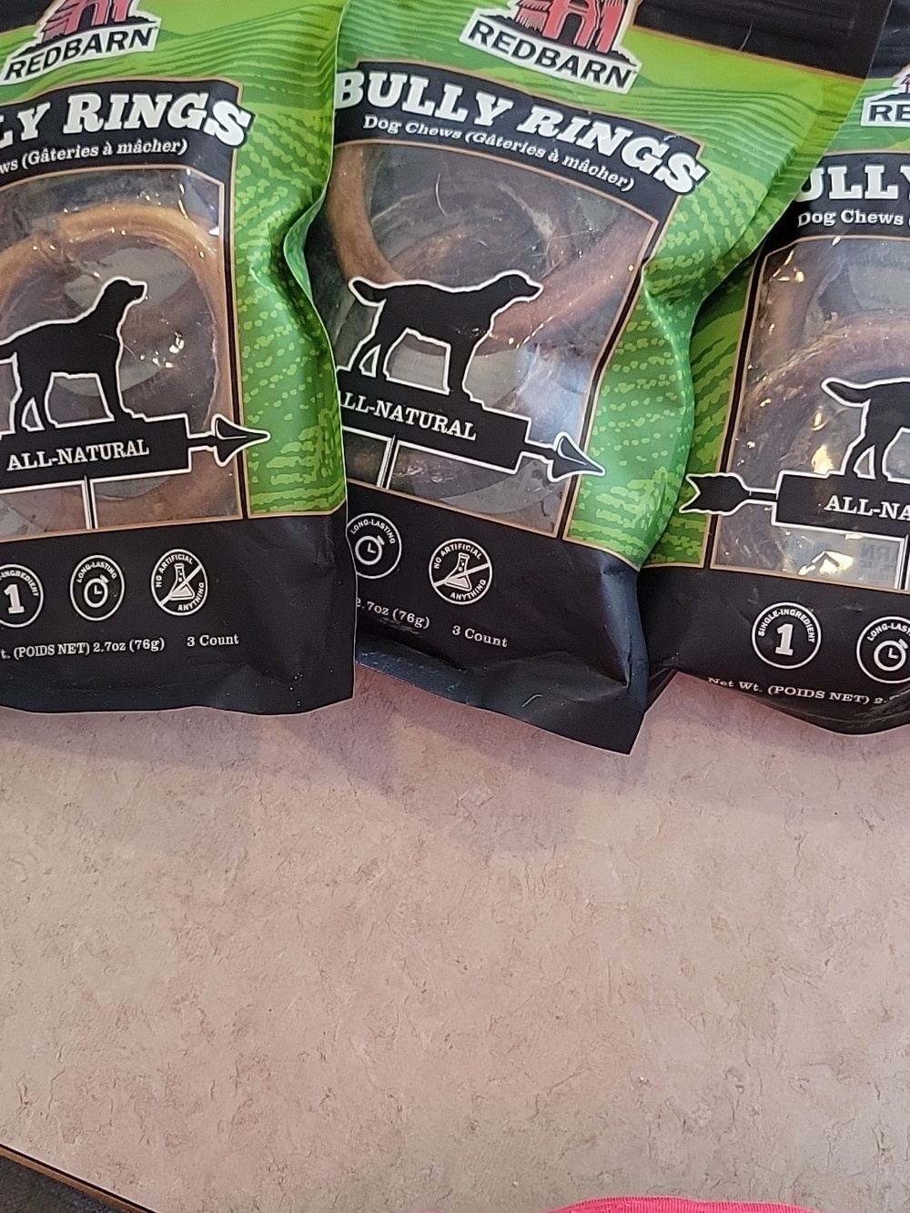 Red Barn Naturals Bully Ring Premium Dog Chew Bundle Stick X3 Packs. 9 Rings